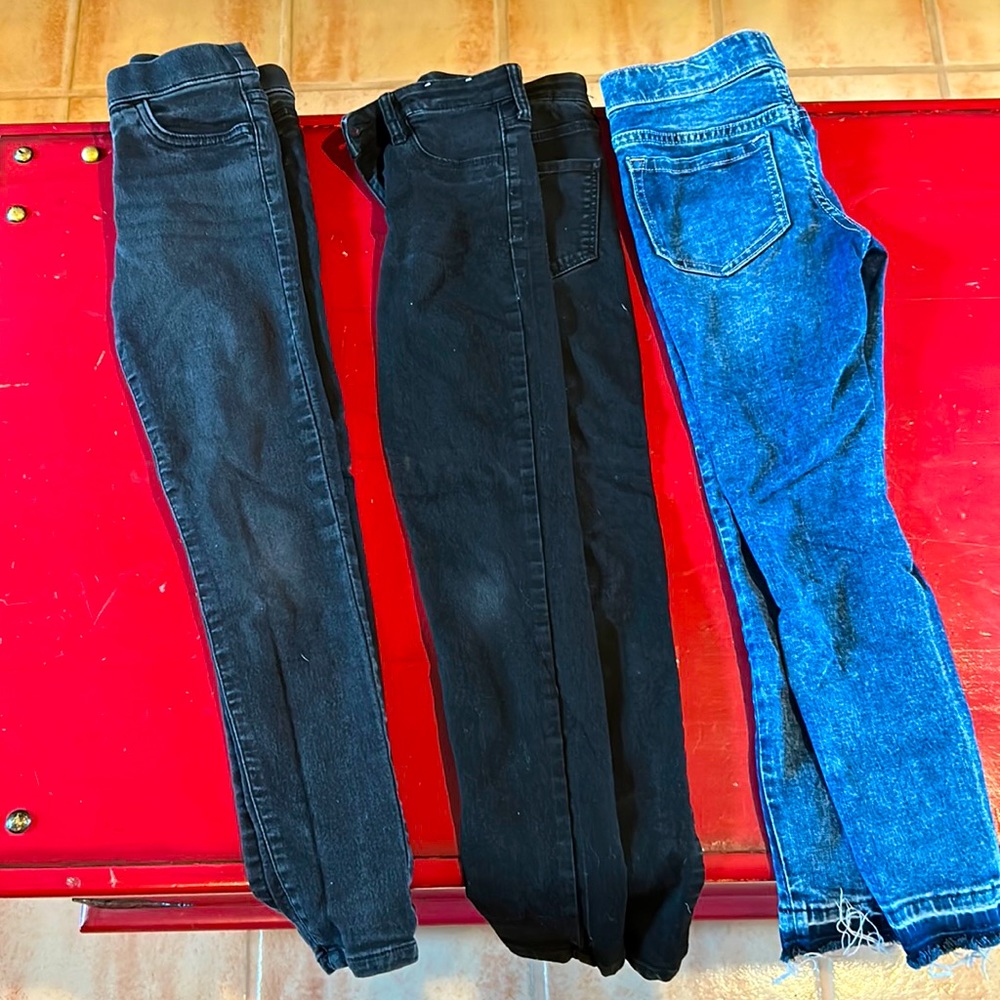 3 pair girls jeans - Childrens place, H&M, Justice
